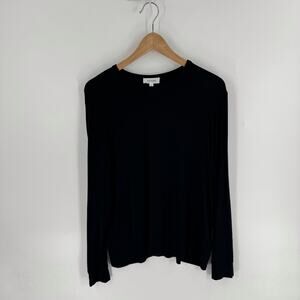 Haven Well Within Ribbed Black Long Sleeve Comfort Basic Top Size Large